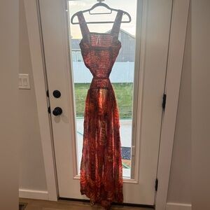Anthropologie Red Backless Maxi Dress! Brand new with tags size medium🌴